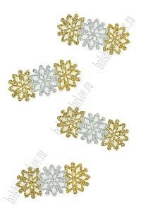 Лазерная вырубка из фетра с блесткой &quot;Снежинка №10&quot; 6 см (10 шт) золото/серебро №2