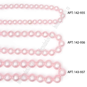 Бусины круглые на леске 10 мм (SF-8073) хлопковый жемчуг светло-розовый