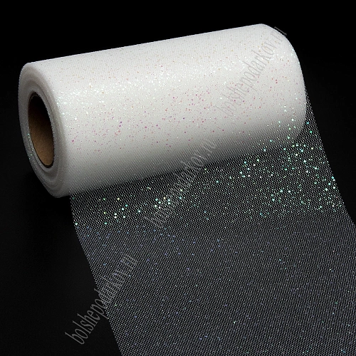 Фатин с блестками  15 см*25 ярд (SF-604) молочный №16