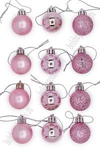 Набор новогодних шаров 3 см (12 шт) SF-7334, светло-розовый №6