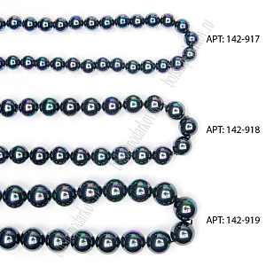 Бусины круглые на нитке 6 мм (SF-8068) жемчуг черный радужный