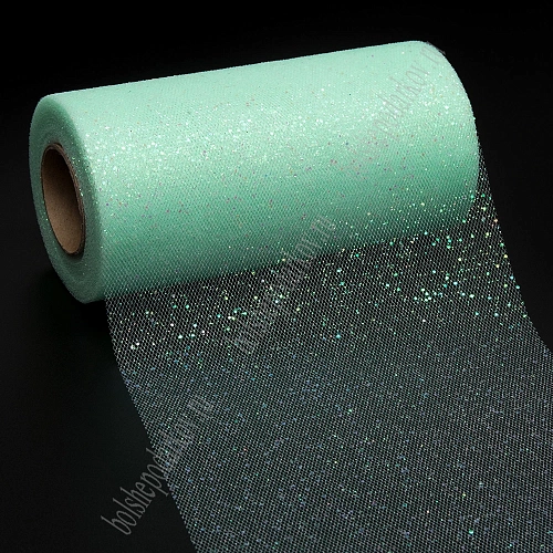 Фатин с блестками 15 см*25 ярд (SF-604) светло-аквамариновый №47