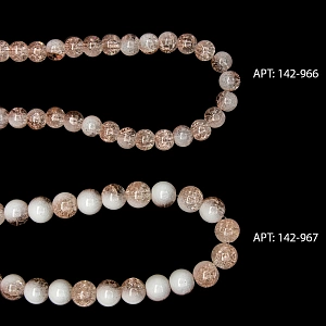 Бусины круглые на леске 8 мм (SF-8078) сахарный кварц имитация персиковый