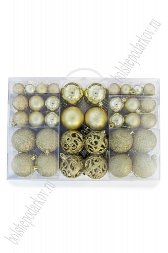 Набор новогодних шаров (100 шт) SF-7334, золото