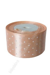 Лента атласная в горошек 5 см*25 ярд (SF-1784) светло-персиковый
