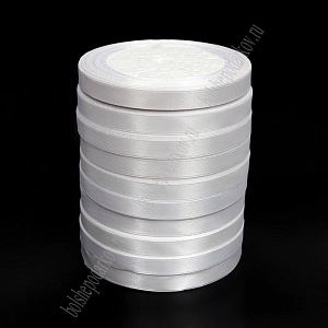 Лента атласная 1 см*25 ярд (10 бобин) SF-1361, белый №01/молочный №042 УЦЕНКА