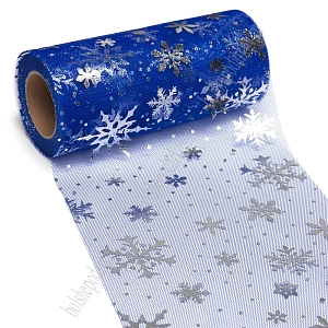 Фатин &quot;Снежинки&quot; 15 см*15 ярд (SF-3776) синий/серебро