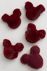 Патч меховой &quot;Микки&quot; 6*5 см (10 шт) SF-3164, бордовый