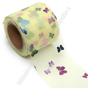 Фатин «Бабочки» 5,5 см*15 ярд (SF-6041) светло-желтый №19