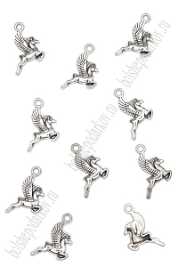 Подвеска металл 1,5*2 см &quot;Лошадка&quot; (10 шт) SF-7745, серебро