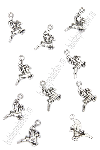 Подвеска металл 1,5*2 см &amp;quot;Лошадка&amp;quot; (10 шт) SF-7745, серебро