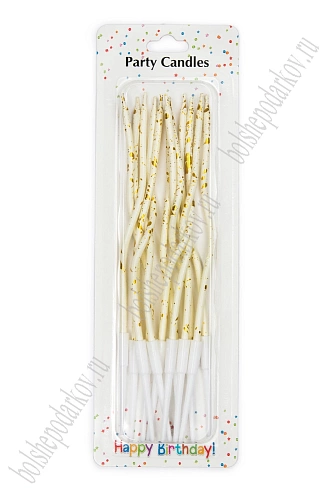 Свечи праздничные (12 шт) SF-7830, кремовый/золото