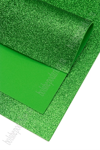 Фоамиран глиттерный А4, 2 мм Premium (10 листов) SF-1955, зеленый №016А