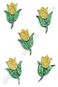 Лазерная вырубка из кожзама &quot;Тюльпан&quot; 3*4,3 см (10 шт) желтый, несклеенная