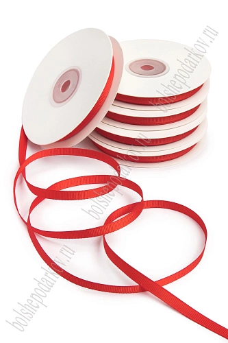 Лента репсовая 0,6 см*20 ярд &amp;quot;1 сорт&amp;quot; (10 бобин) SF-1722, красный №26