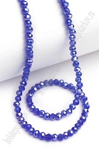 Бусины стеклянные, прозрачные перламутр., на леске "Rondelle" 4 мм (SF-668) фиолетовый №226