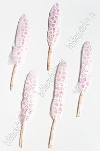 Перья декоративные 15*2,2 см (10 шт) &quot;Сердечки&quot; красные