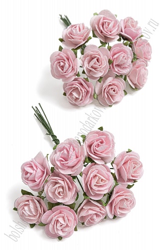 Тайские бумажные цветочки 2 см на веточке &amp;quot;Розочка&amp;quot; (20 шт) R3/2, светло-розовый