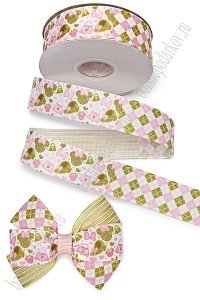 Лента репсовая 2,5 см*25 ярд с рисунком &quot;Микс&quot; SF-7478, №4