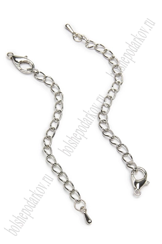Цепочка удлинитель с карабином 7 см (10 шт) SF-7466, серебро