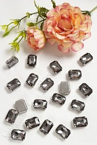 Стразы пришивные 14 мм "Прямоугольник" (20 шт) SF-3703, графитовый №2