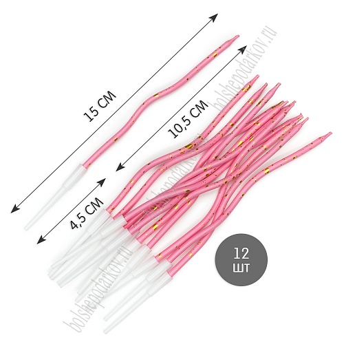 Свечи праздничные (12 шт) SF-7830, розовый/золото