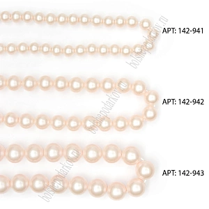 Бусины круглые на леске 8 мм (SF-8075) жемчуг персиковый