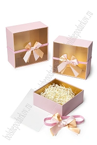 Коробки квадратные с прозрачной крышкой,19*19*9,5 см, 3 в 1 (SF-8225), розовый №2