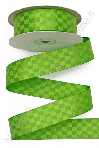 Лента декоративная &amp;quot;Квадратики&amp;quot; 2,5 см*20 ярд (SF-715), зеленый №549