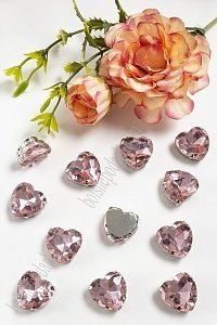 Стразы пришивные 16 мм &quot;Сердечко&quot; (10 шт) SF-3715, светло-розовый №20