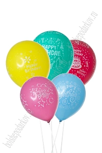 Шарики воздушные 12 дюймов &quot;Happy birthday&quot; (100 шт) SF-7835