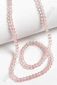 Бусины стеклянные, прозрачные,  на леске "Rondelle" 4 мм (SF-658) розовый №95