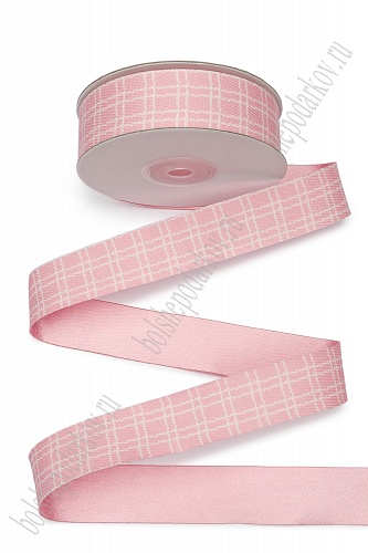 Лента тканевая двусторонняя Клетка&amp;quot; 2,5 см*10 ярд (SF-7536) розовый №4