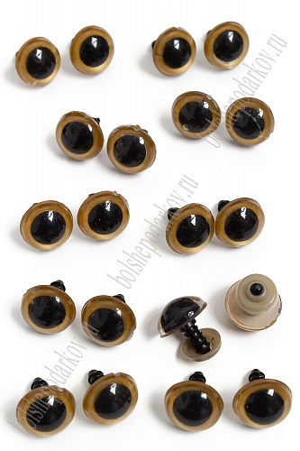 Фурнитура &amp;quot;Глазки для игрушек&amp;quot; 16 мм, с заглушками (20 шт) SF-2141, золотисто-коричневый №5