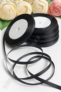 Лента репсовая 0,6 см*20 ярд &quot;1 сорт&quot; (10 бобин) SF-1722, черный №39