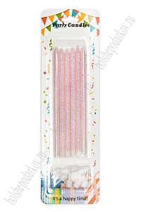 Свечи праздничные  (6 шт) SF-7830, розовый