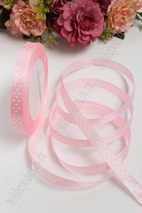 Лента атласная в горошек 1 см*25 ярд (SF-1367) розовый №04