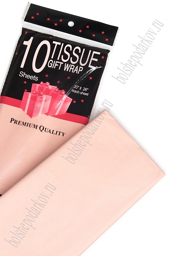 Бумага тишью 50*66 см (10 листов) SF-914, розовый персик №FT11