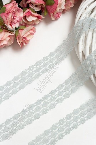 Кружево &amp;quot;Цветочки&amp;quot; 2,5 см*15 ярд (SF-3271), серый
