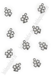 Подвеска металл 1,2*1,5 см &quot;Клевер&quot; (20 шт) SF-7745, серебро