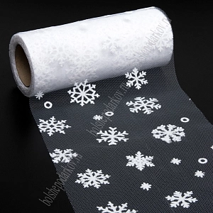Фатин "Снежинки" 15 см*10 ярд (SF-7523) белый