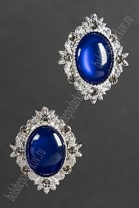 Серединка ювелирная (2 шт) SF-5952, серебро/синий №5