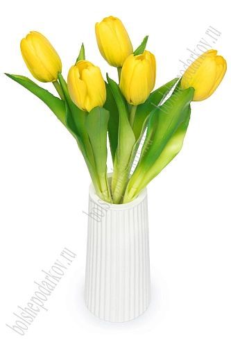 Веточка декоративная &amp;quot;Тюльпан&amp;quot; 32 см (5 шт) SF-8136, желтый