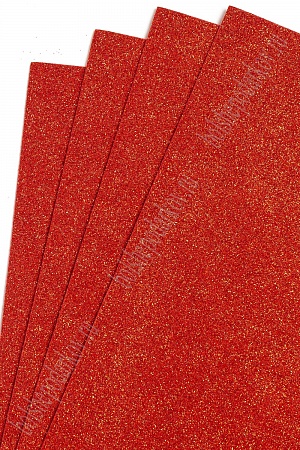 Фоамиран глиттерный А4, перламутровый 2 мм Premium (10 листов) SF-1956, красный №001
