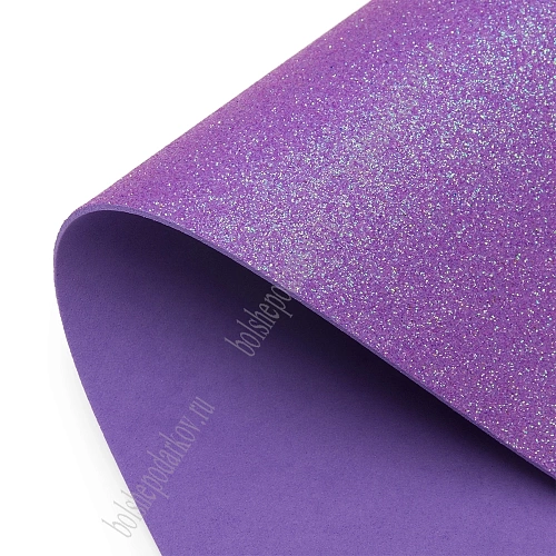 Фоамиран глиттерный А4, перламутровый 2 мм Premium (10 листов) SF-1956, сиреневый №3026