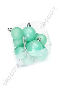 Набор новогодних шаров микс (12 шт) SF-8001, аквамариновый №3
