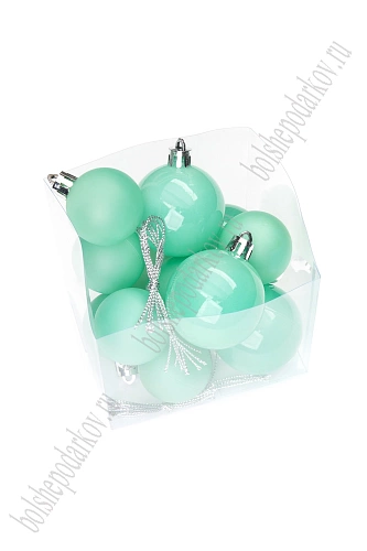 Набор новогодних шаров микс (12 шт) SF-8001, аквамариновый №3