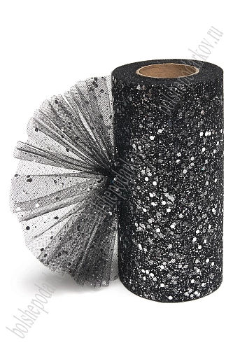 Фатин с пайетками 15 см*25 ярд (SF-605) черный №12