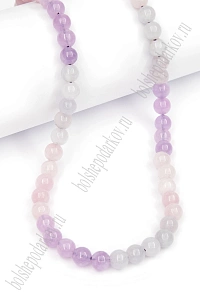 Бусины круглые на нитке 6 мм (SF-7590) кварц фиолетовый