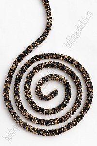 Шнур со стразами 5 м (SF-6047) черный/золото №802